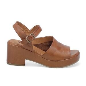 Miz Mooz Gaia Women's Sandal Brandy Brown Size 40 US 9-9.5 Heeled Platform!